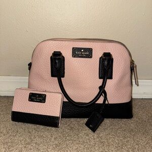 Kate Spade Blush and Black Satchel Set